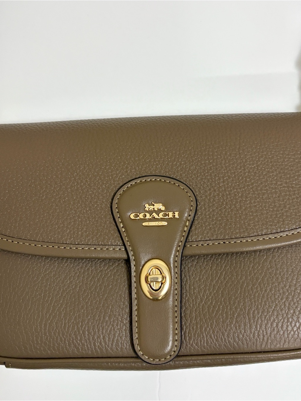 NWT Coach Hadley Pebble Leather Shoulder Bag in Dark Stone with Gold Hardware. - Picture 9 of 11
